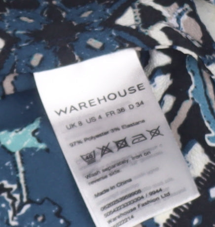 Warehouse Women’s Blue Geometric Shift Dress Size 8