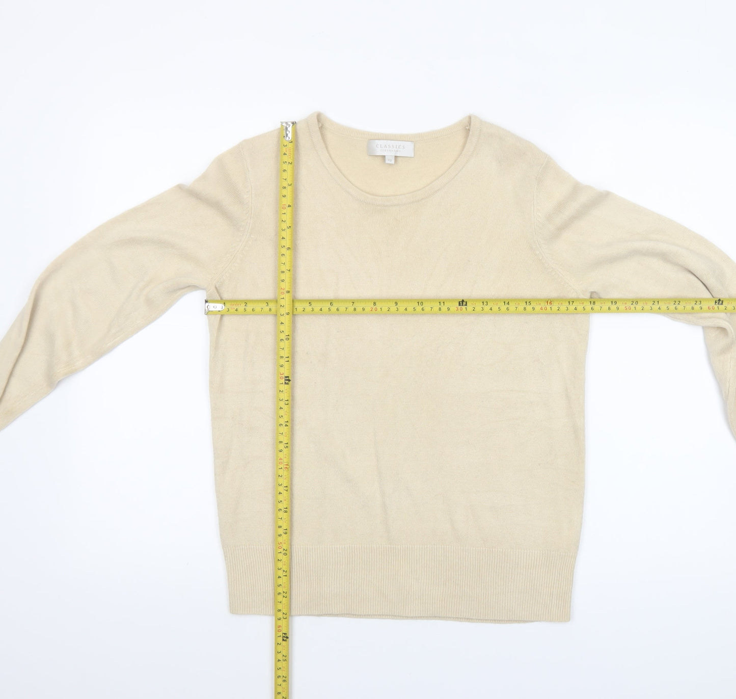 Debenhams Women’s Beige Crew Neck Acrylic Jumper Size 12