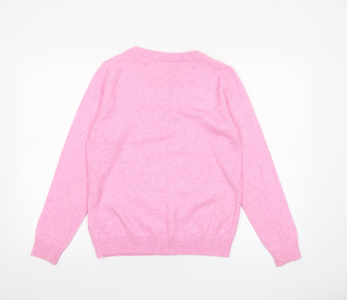 Vila Women's Pink Crew Neck Long Sleeve Pullover Jumper Size 12