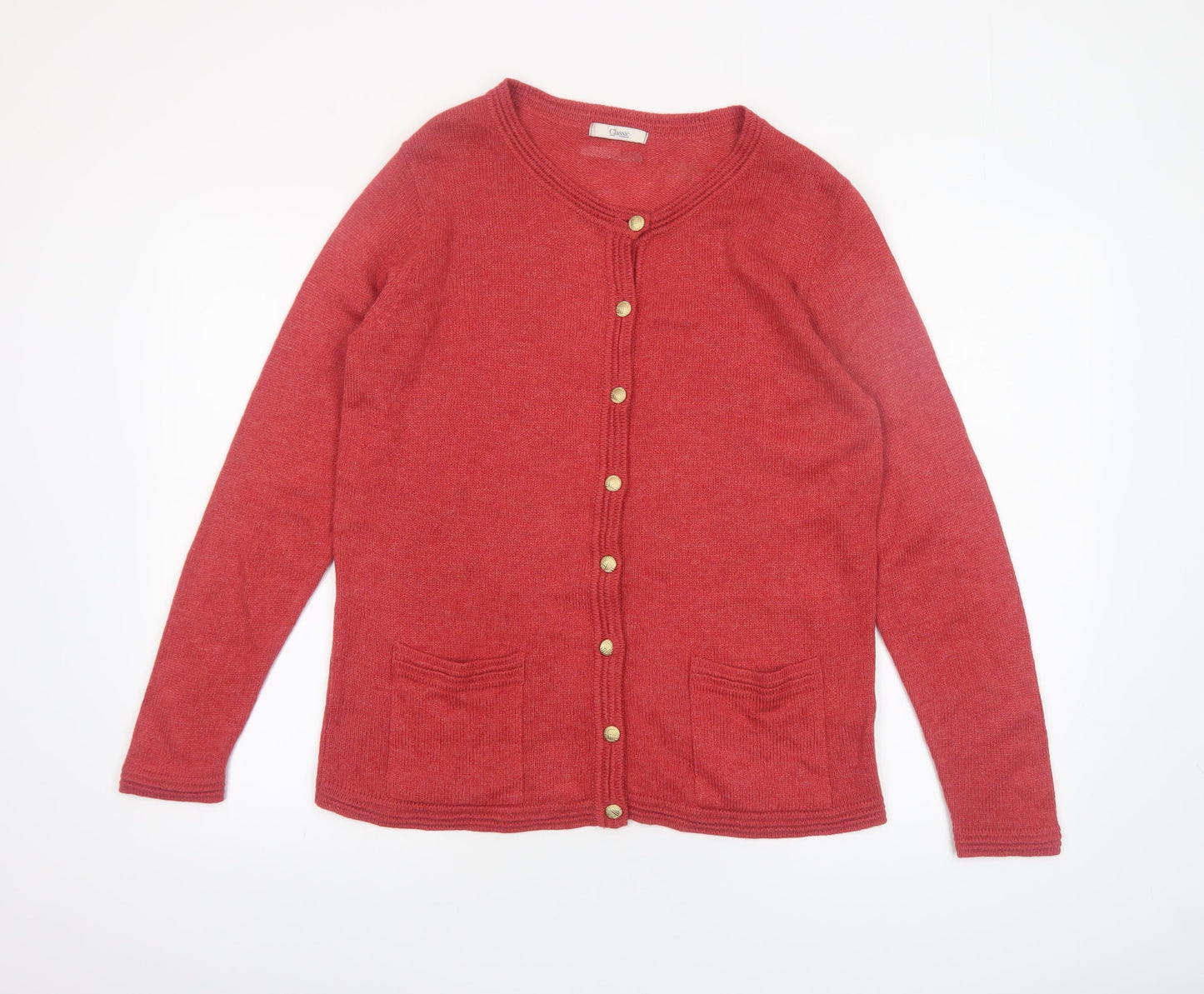 Marks and Spencer Women Red Button Cardigan UK 16 Acrylic Wool Knit