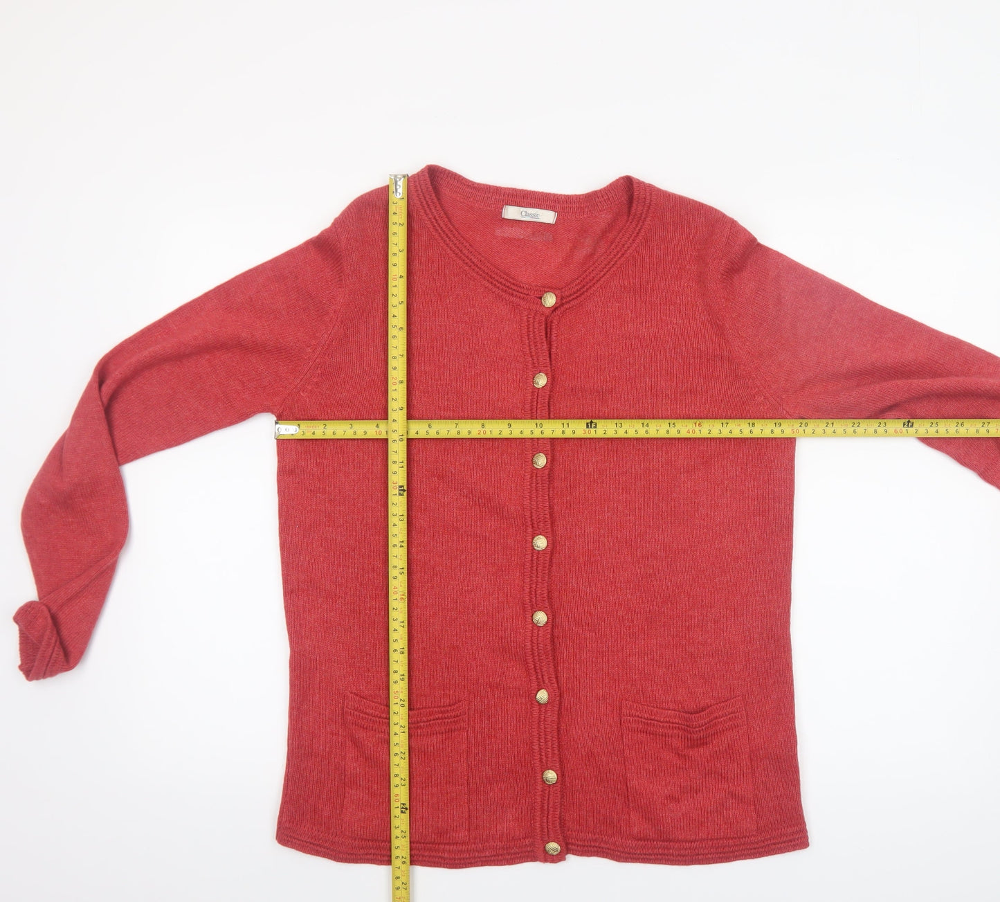 Marks and Spencer Women Red Button Cardigan UK 16 Acrylic Wool Knit