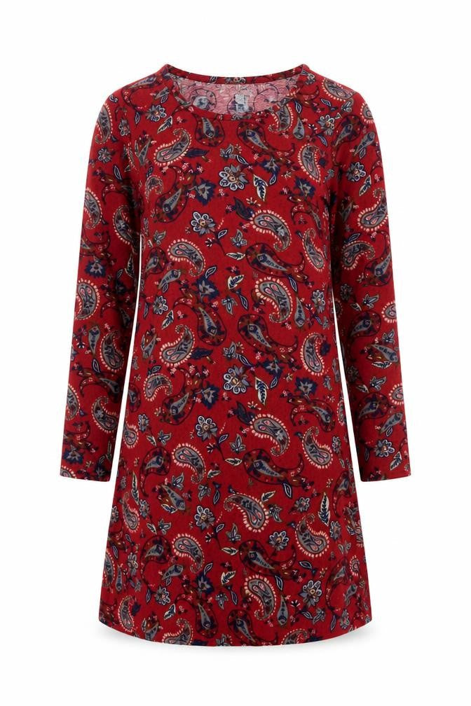 Apricot Women Red Paisley Shift Dress UK 10 Long Sleeve Stretch
