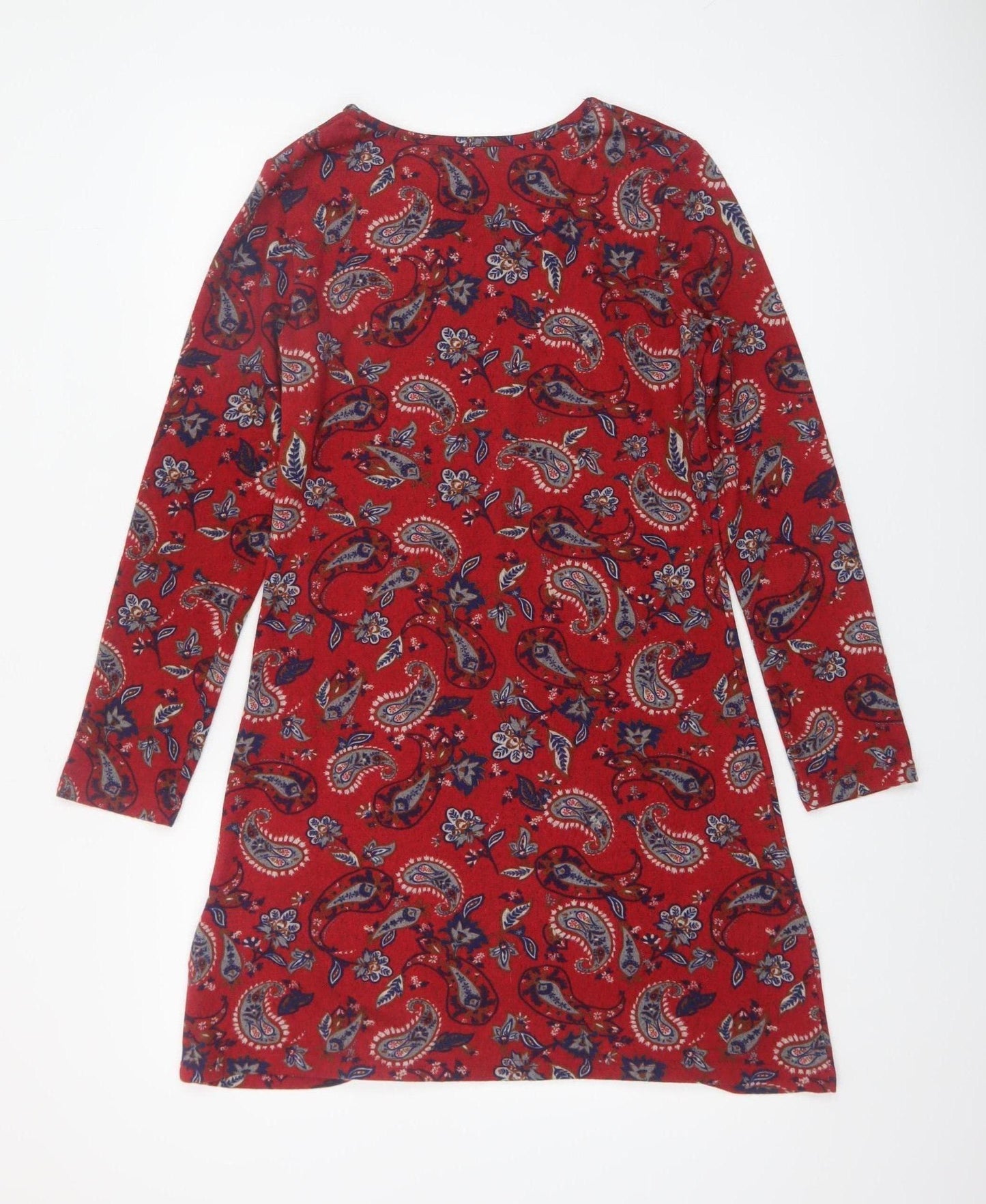 Apricot Women Red Paisley Shift Dress UK 10 Long Sleeve Stretch