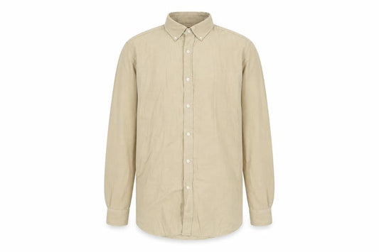 Massimo Dutti Men's Beige Cotton Long Sleeve Button-Up Shirt M