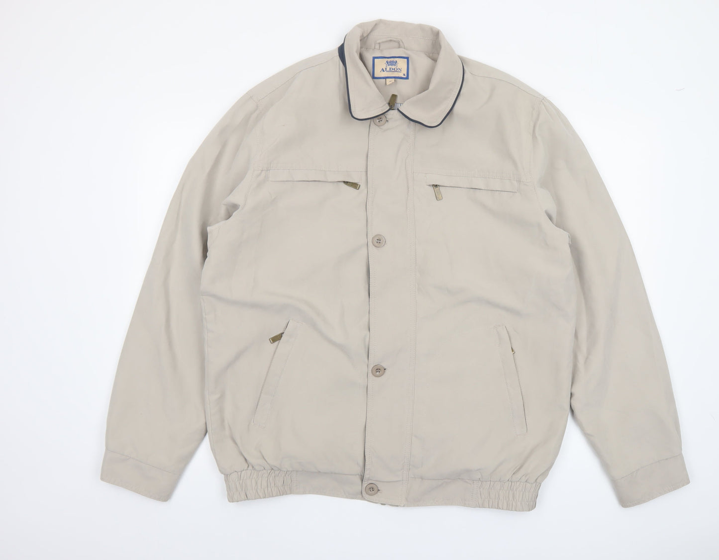 Aldon Men's Beige Classic Bomber Jacket Size M Polyester