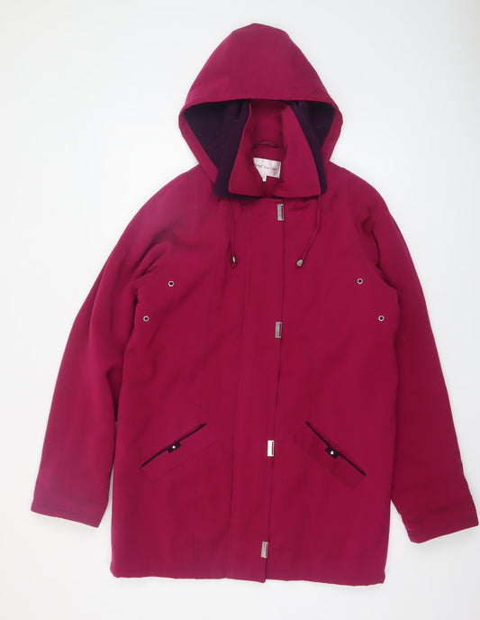 EWM Pure Classics Women’s Magenta Hooded Mid-Length Polyester Coat Size 10