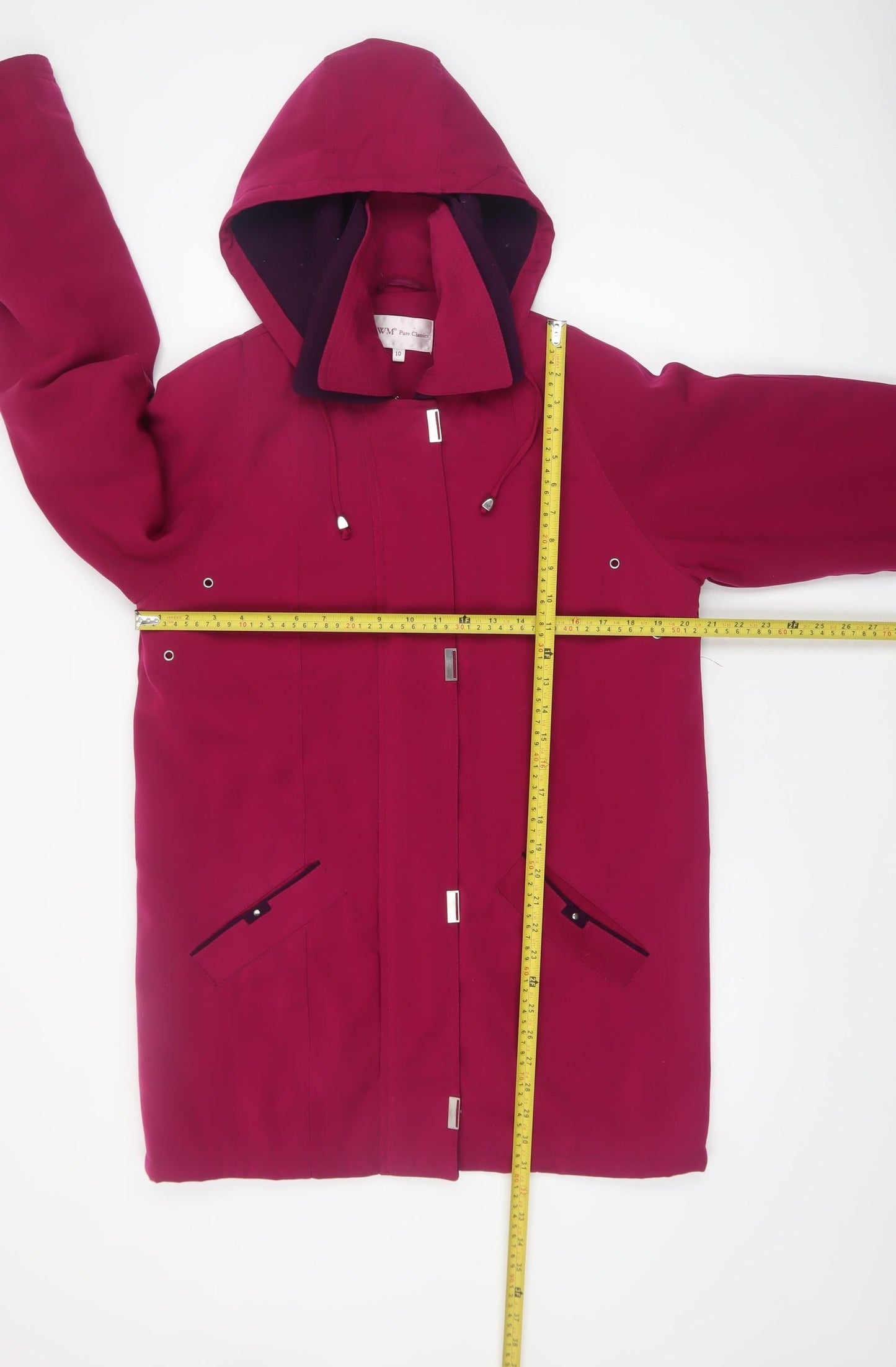EWM Pure Classics Women’s Magenta Hooded Mid-Length Polyester Coat Size 10