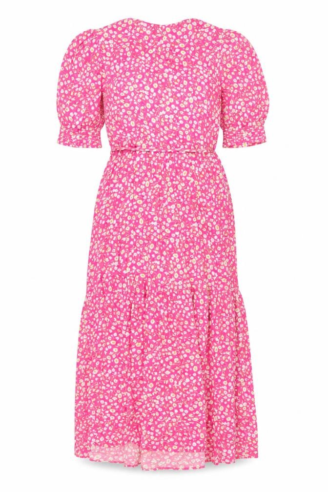 Marks & Spencer Women's Pink Floral V-Neck Wrap Dress Size 6