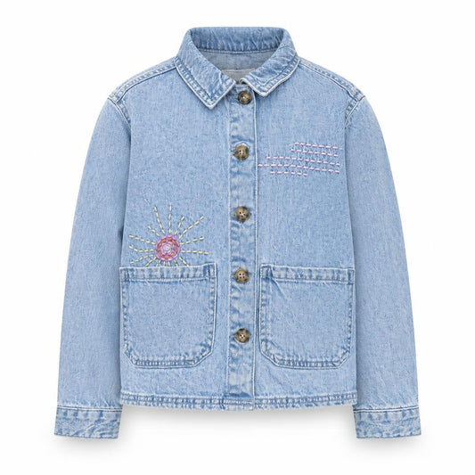 Leigh Tucker Willow Girls Blue Denim Embroidered Shirt Jacket 8-9 Years