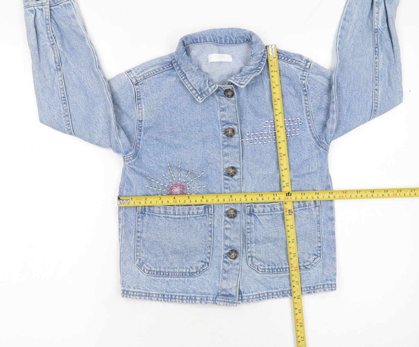 Leigh Tucker Willow Girls Blue Denim Embroidered Shirt Jacket 8-9 Years