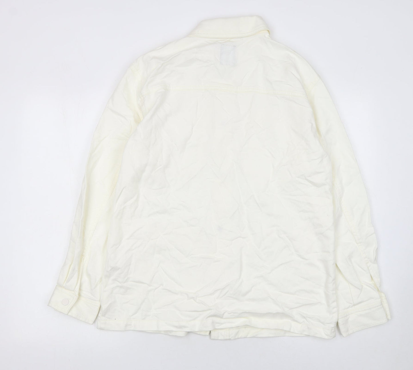 Primark Women's Ivory Button-Up Lyocell Cotton Long Sleeve Shirt Size S