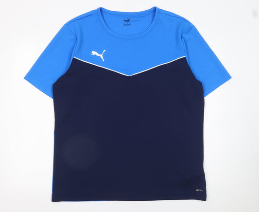 Puma Men Blue Colourblock DryCELL 2XL Short Sleeve Sports T-Shirt