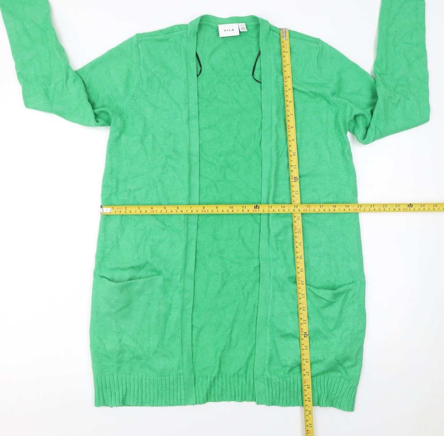 Vila Womens Green Long Sleeve Open Knit Cardigan Size S