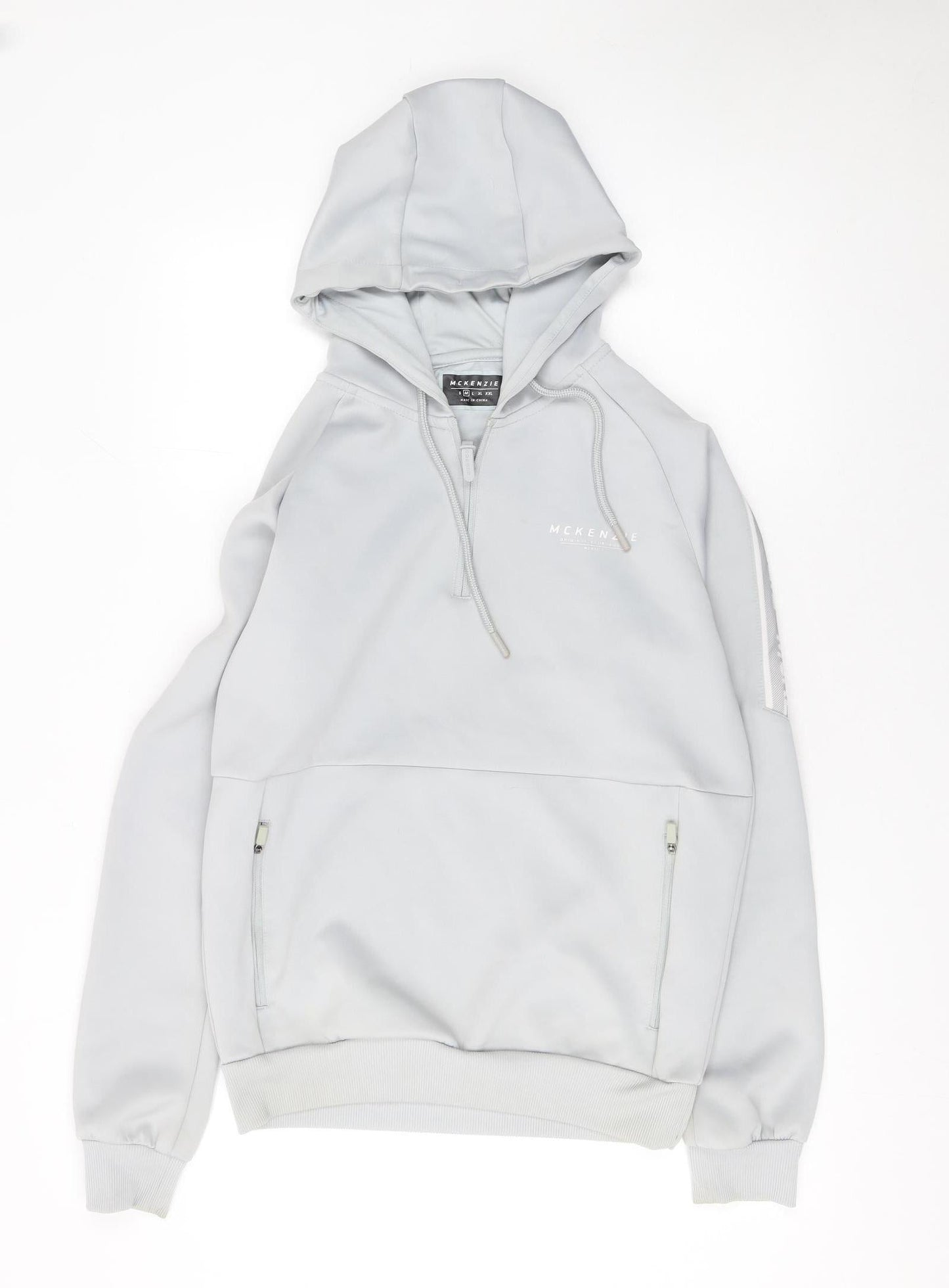 McKenzie Mens Grey 1/2 Zip Hooded Sweatshirt Medium