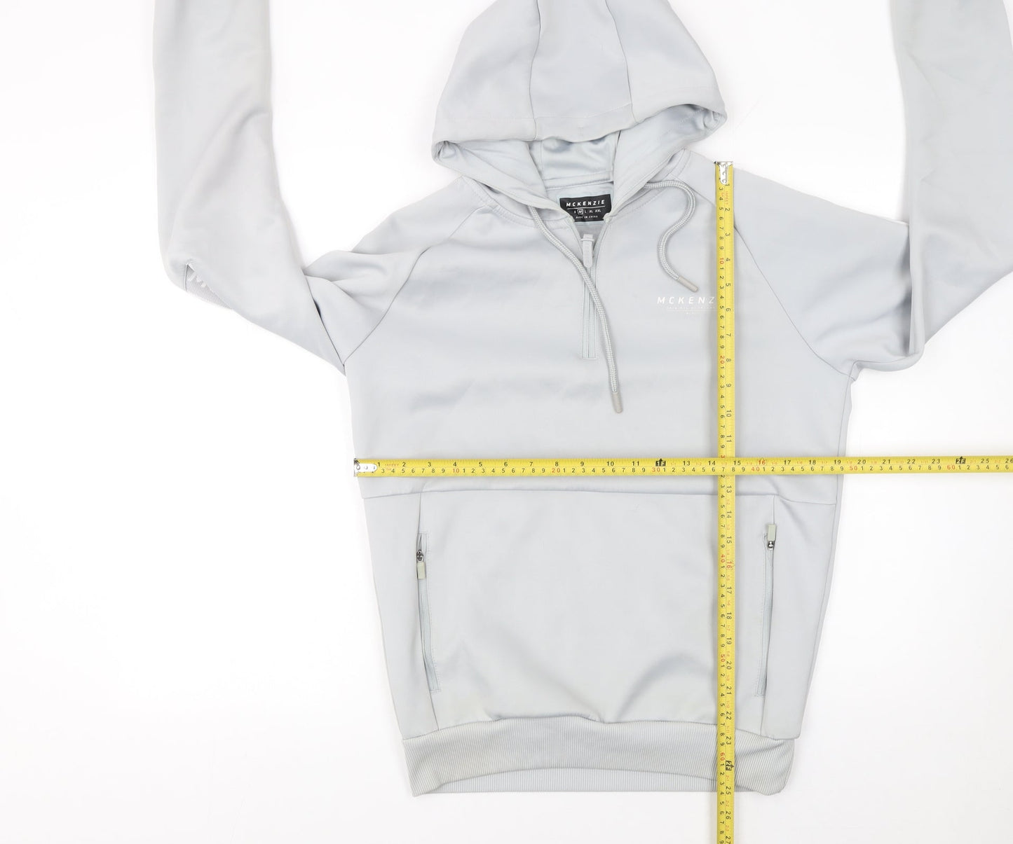 McKenzie Mens Grey 1/2 Zip Hooded Sweatshirt Medium