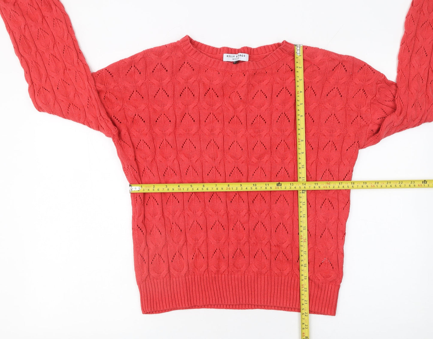 Kelly & Grace Women’s Red Cable Knit Crew Neck Jumper XL