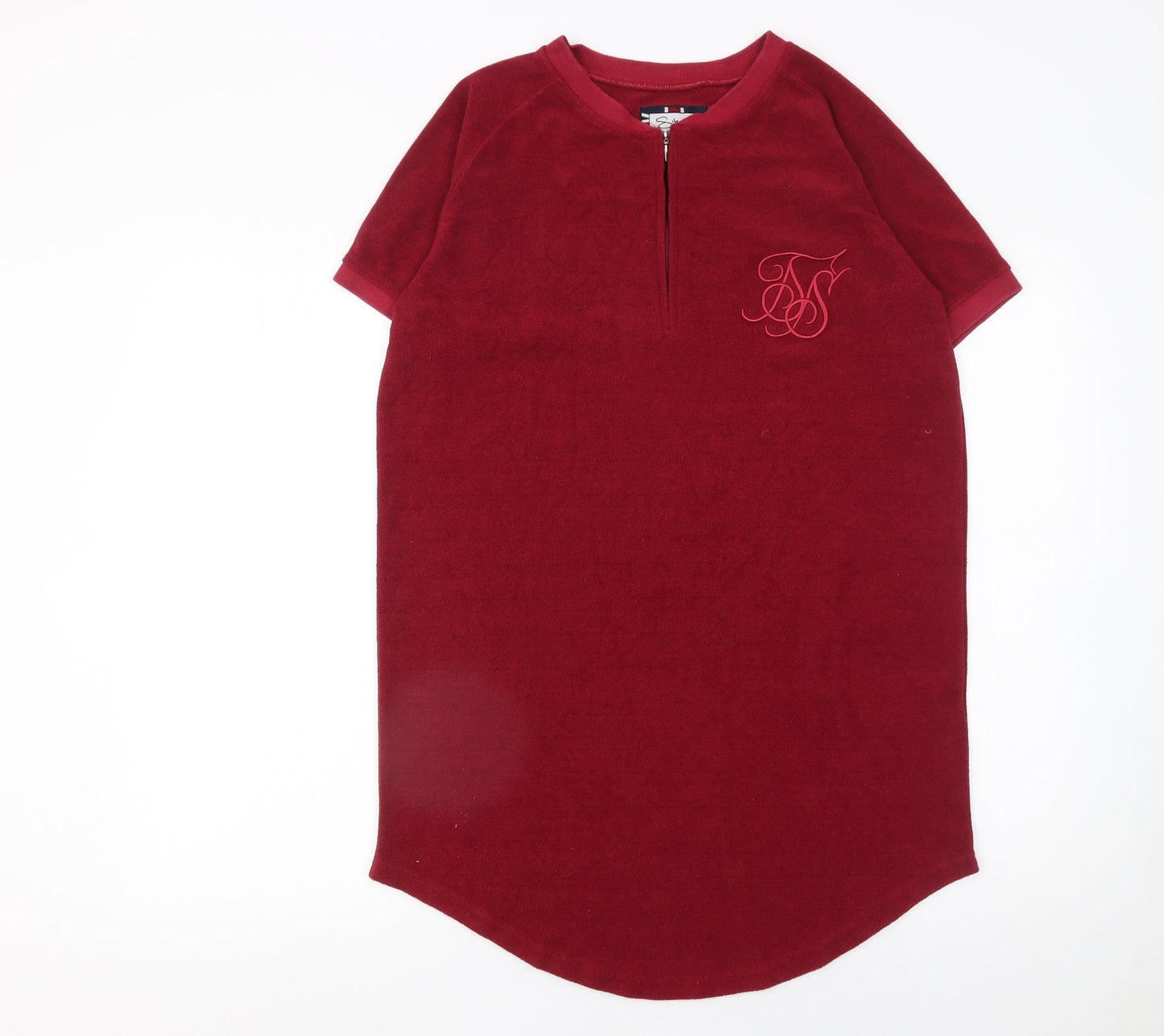 SikSilk Men's Red Short Sleeve 1/2 Zip Crew Neck T-Shirt Size M