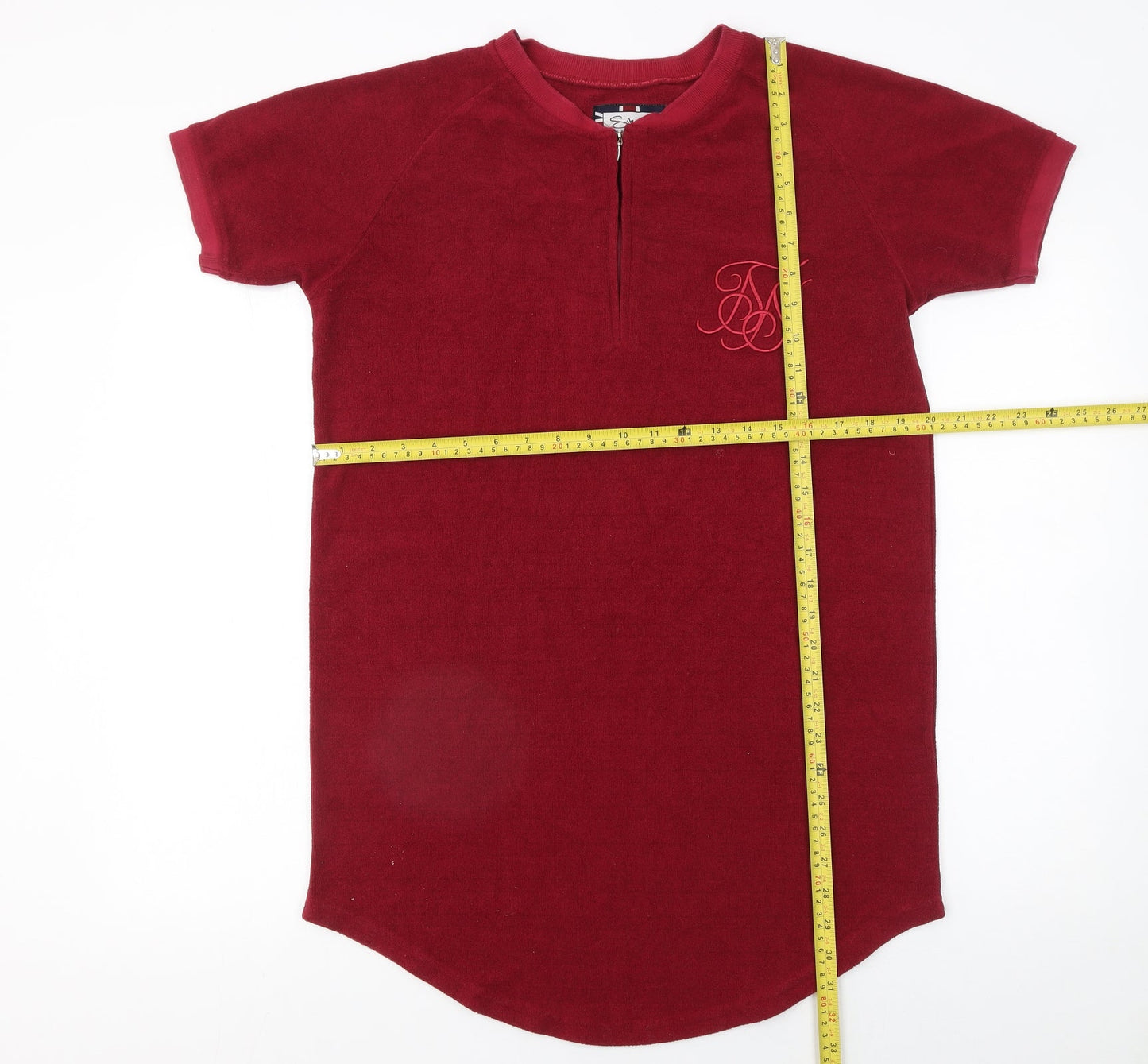 SikSilk Men's Red Short Sleeve 1/2 Zip Crew Neck T-Shirt Size M