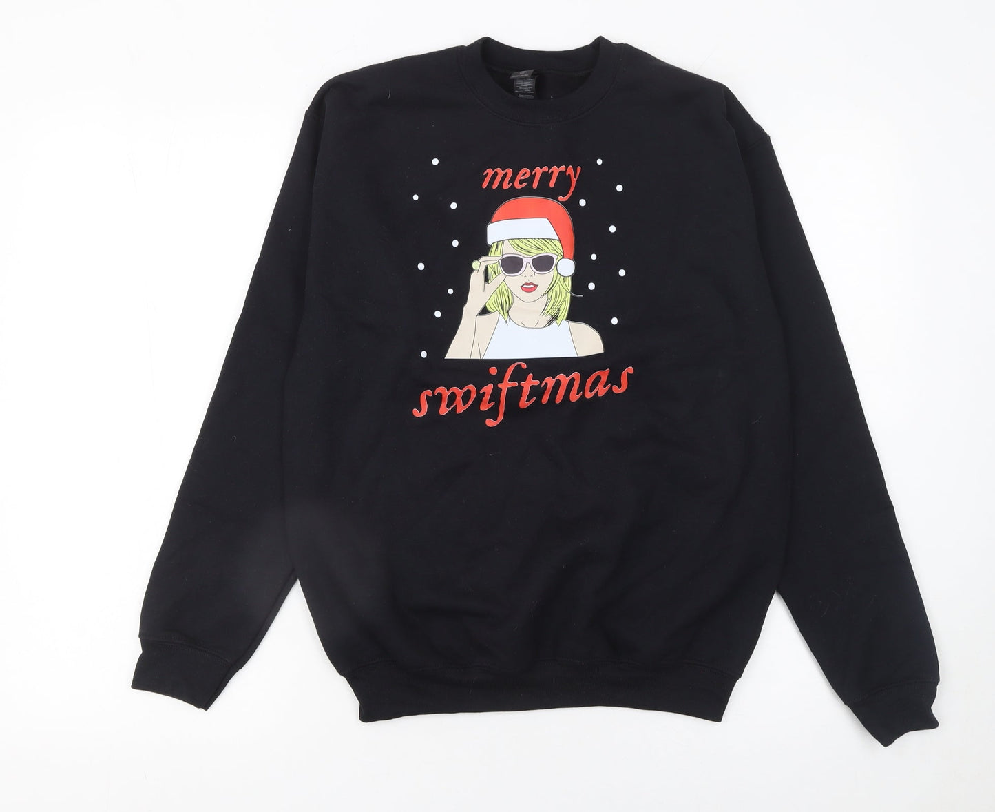 Gildan Women Black Merry Swiftmas Crew Neck Sweatshirt Size L