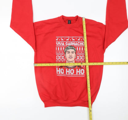 Back view of Gildan boys’ red christmas pullover sweatshirt l funny graphic ho ho ho