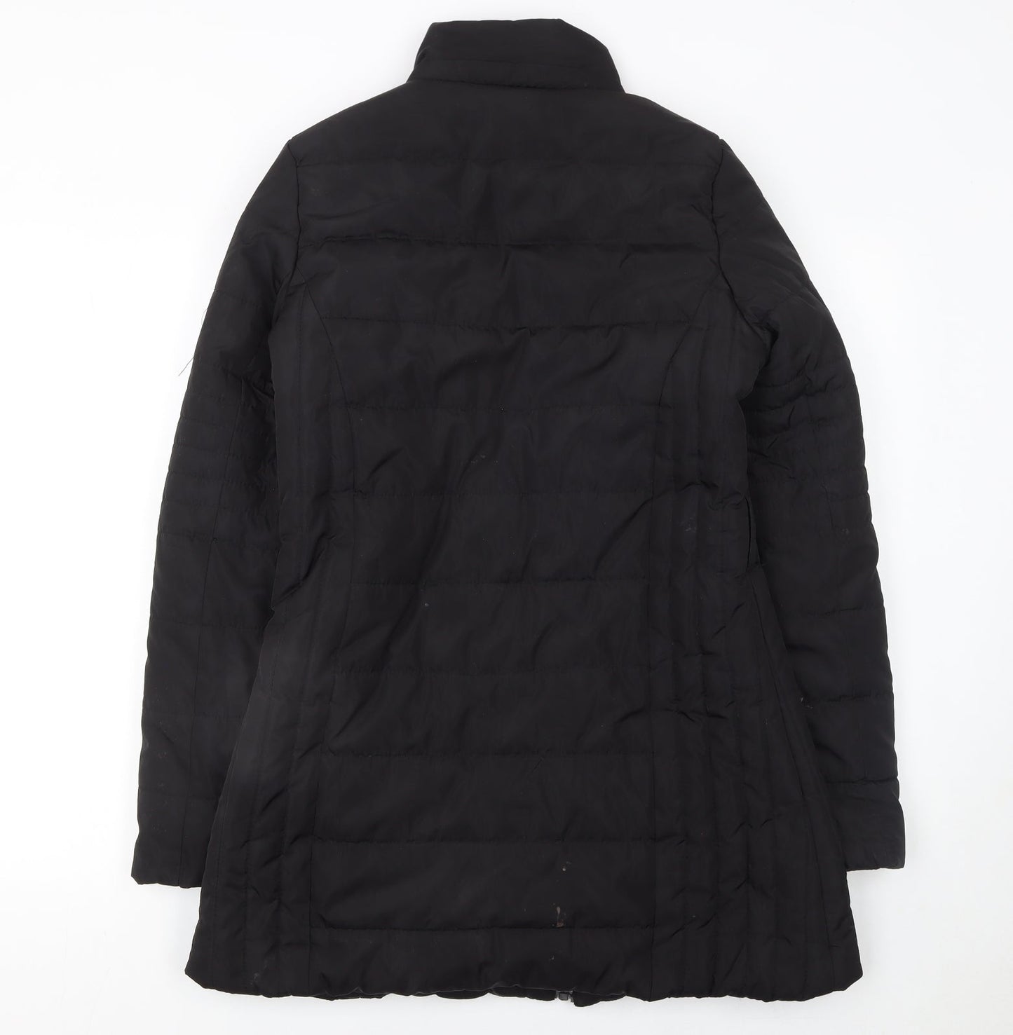 QED LDN Womens Black Mid-Length Puffer Jacket Size 8