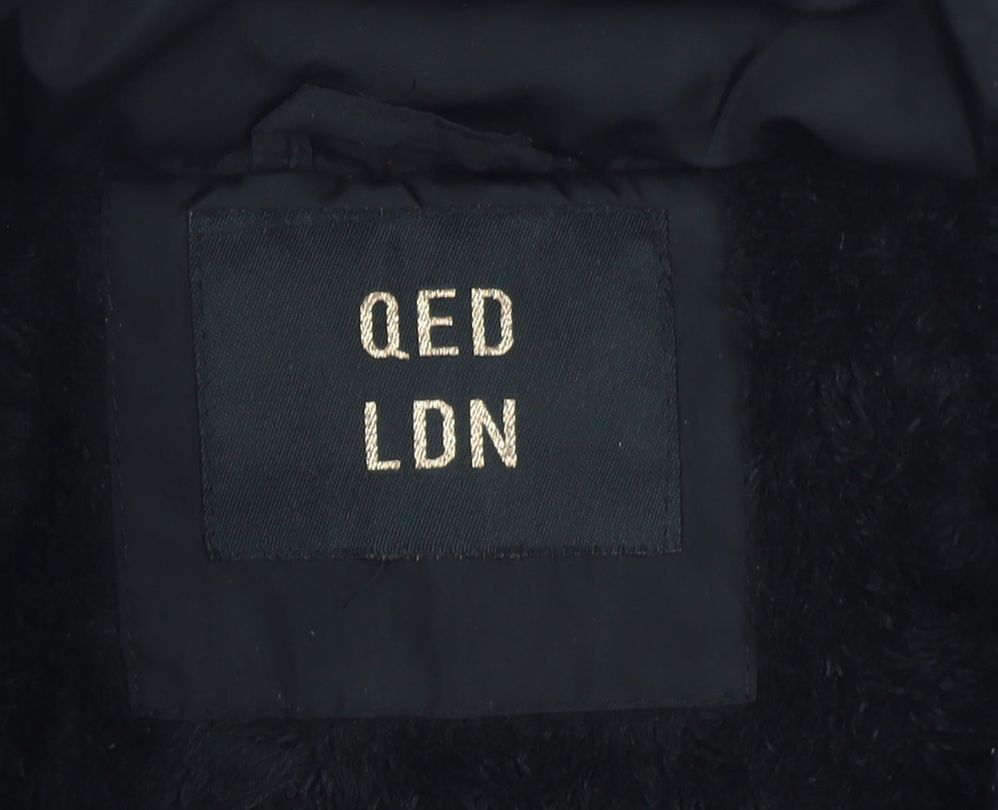 QED LDN Womens Black Mid-Length Puffer Jacket Size 8