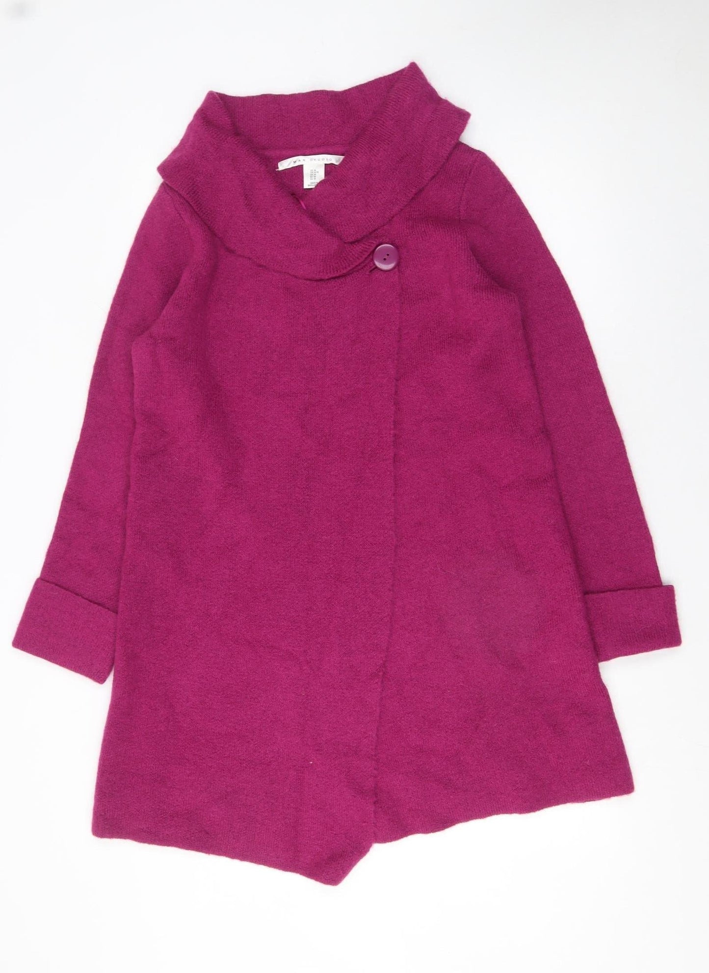 Max Studio Women's Pink Wool Blend Cowl Neck Cardigan M