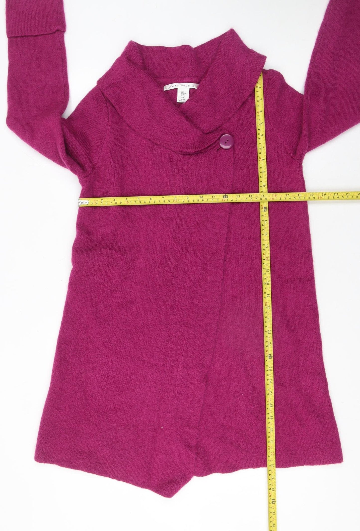 Max Studio Women's Pink Wool Blend Cowl Neck Cardigan M
