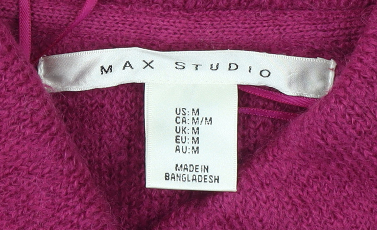 Max Studio Women's Pink Wool Blend Cowl Neck Cardigan M