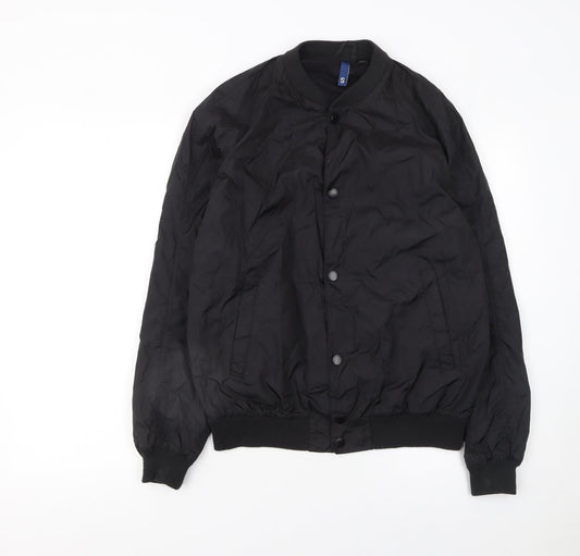 H&M Men’s Black Bomber Jacket Size S Lightweight Polyamide