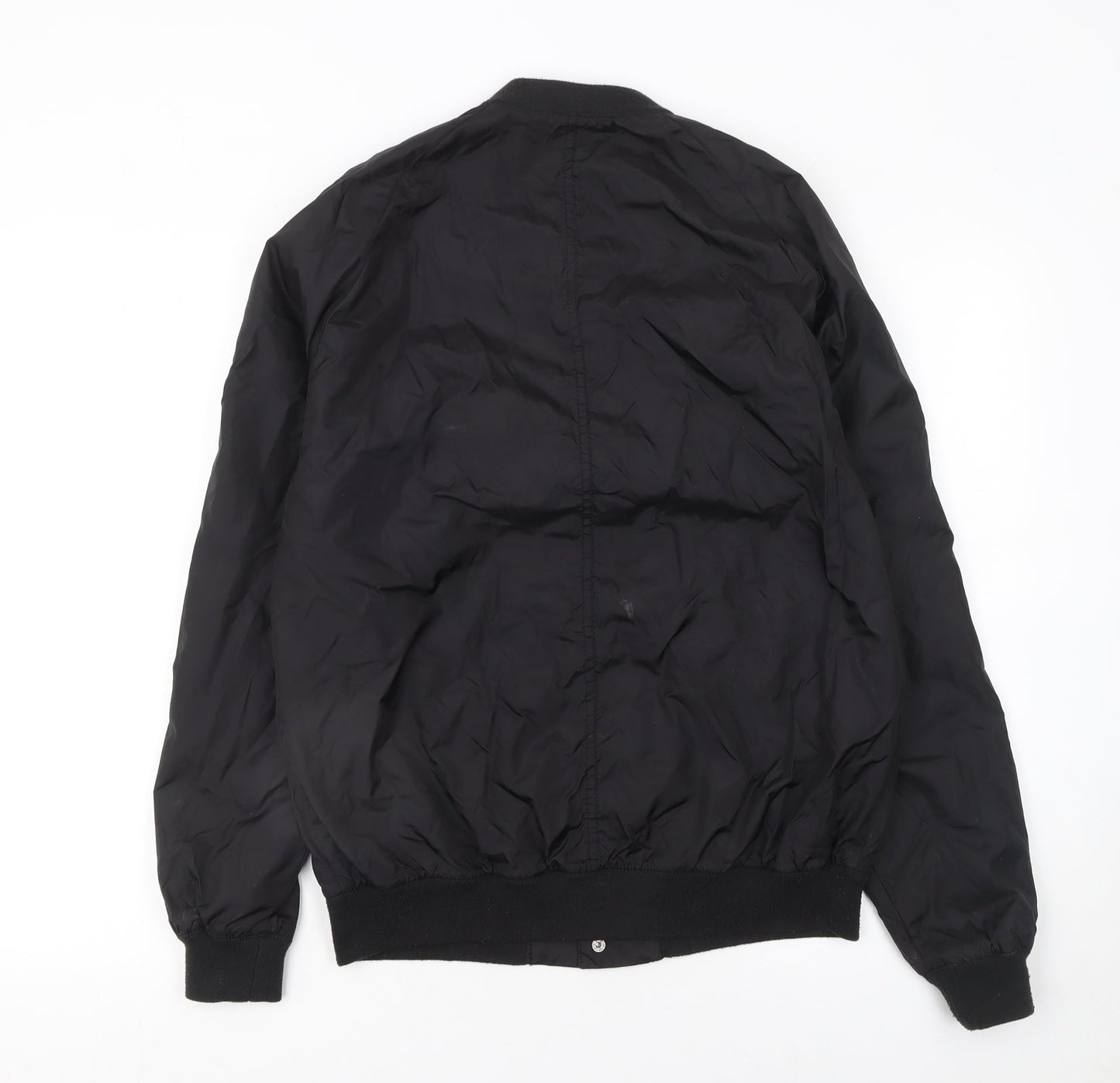 H&M Men’s Black Bomber Jacket Size S Lightweight Polyamide