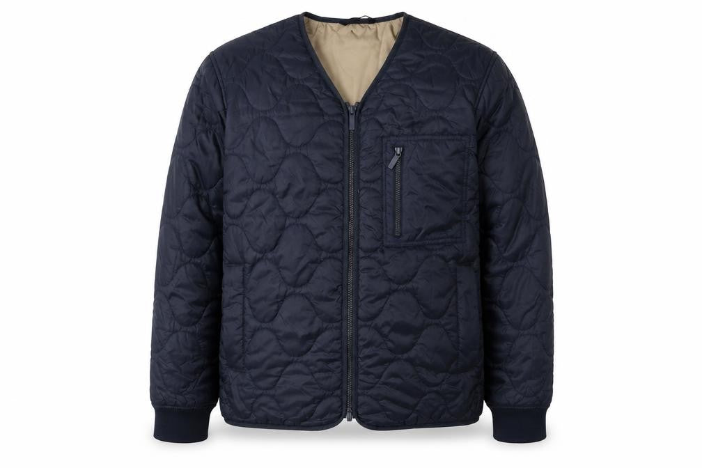 SELECTED HOMME Men’s Blue Quilted Zip Jacket L Regular Nylon