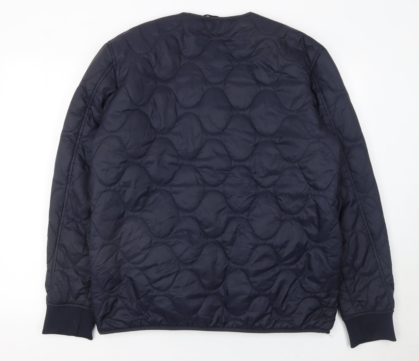 SELECTED HOMME Men’s Blue Quilted Zip Jacket L Regular Nylon
