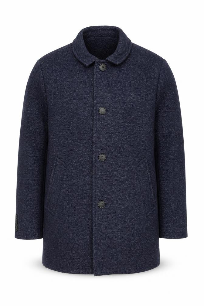 Selected Homme Men's Navy Wool Blend Mid-Length Coat Size M