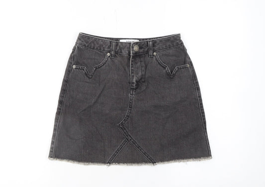 Miss Selfridge Womens Black Denim A-Line Petite Skirt UK 6