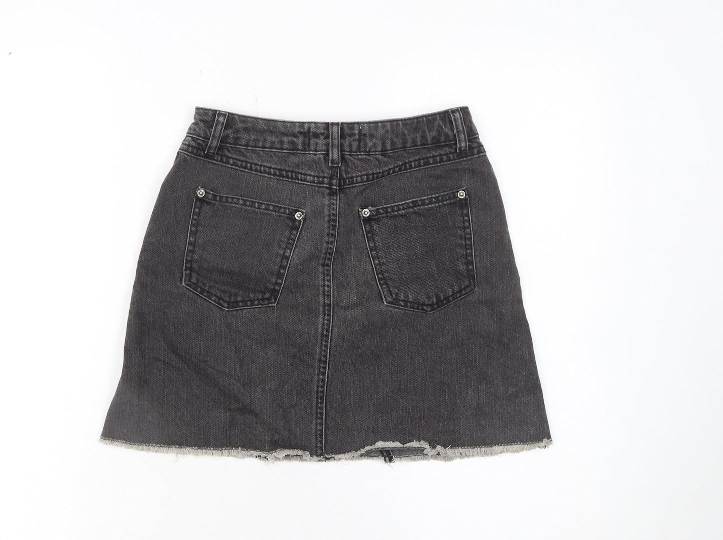 Miss Selfridge Womens Black Denim A-Line Petite Skirt UK 6