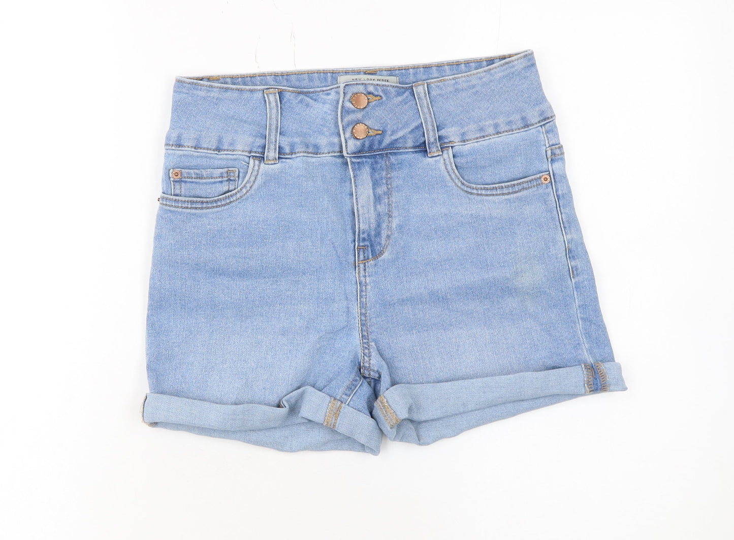 New Look Women’s Petite Blue High-Waist Denim Hot Pants Size 8