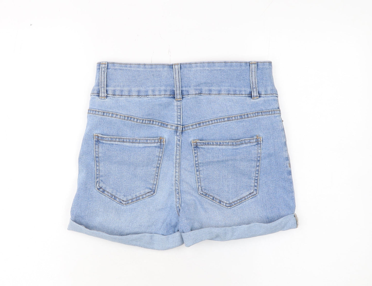 New Look Women’s Petite Blue High-Waist Denim Hot Pants Size 8