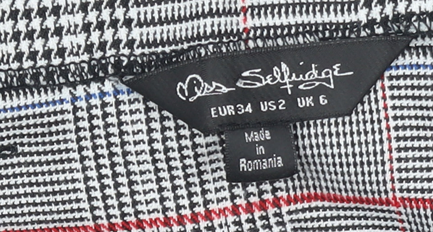 Miss Selfridge Women’s Check Tweed Belted Pencil Skirt UK 6 Multicoloured