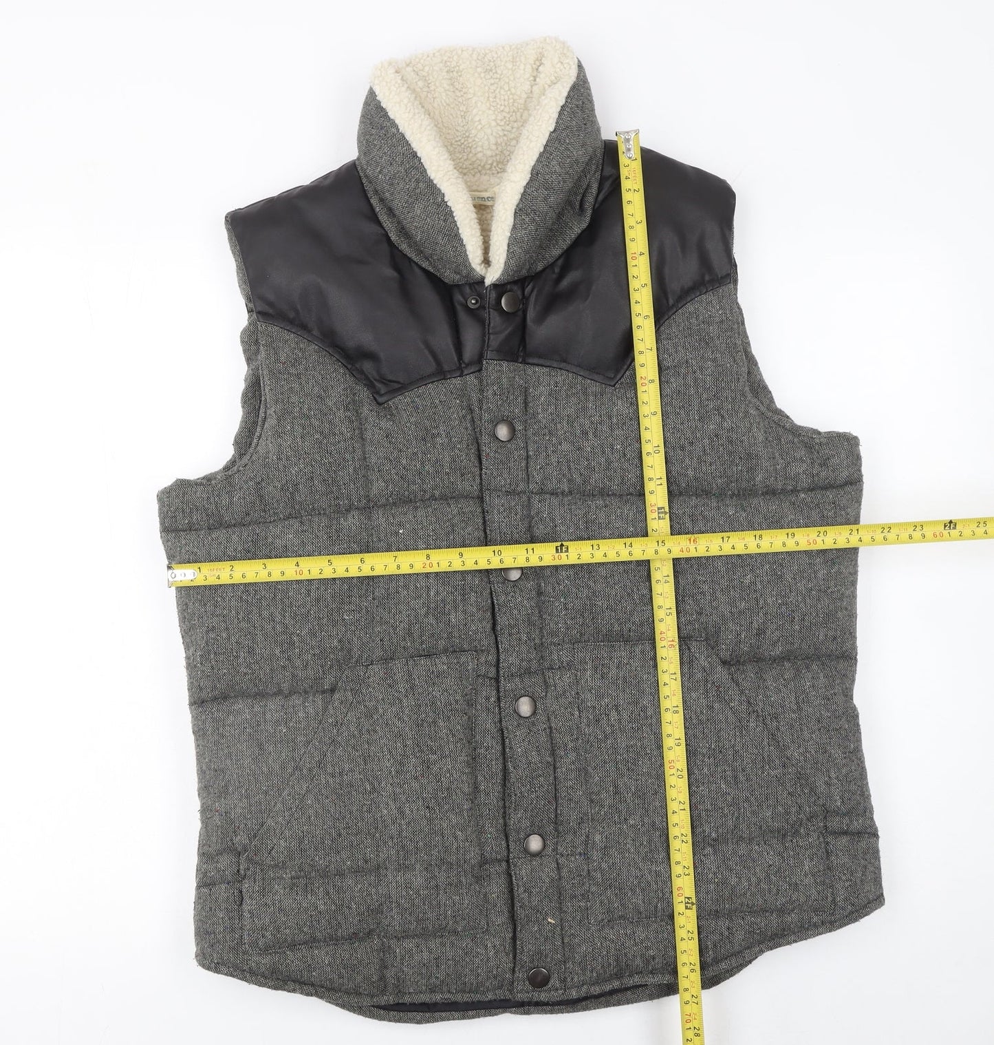 Another Influence Men's Grey Padded Wool Blend Bodywarmer Waistcoat M