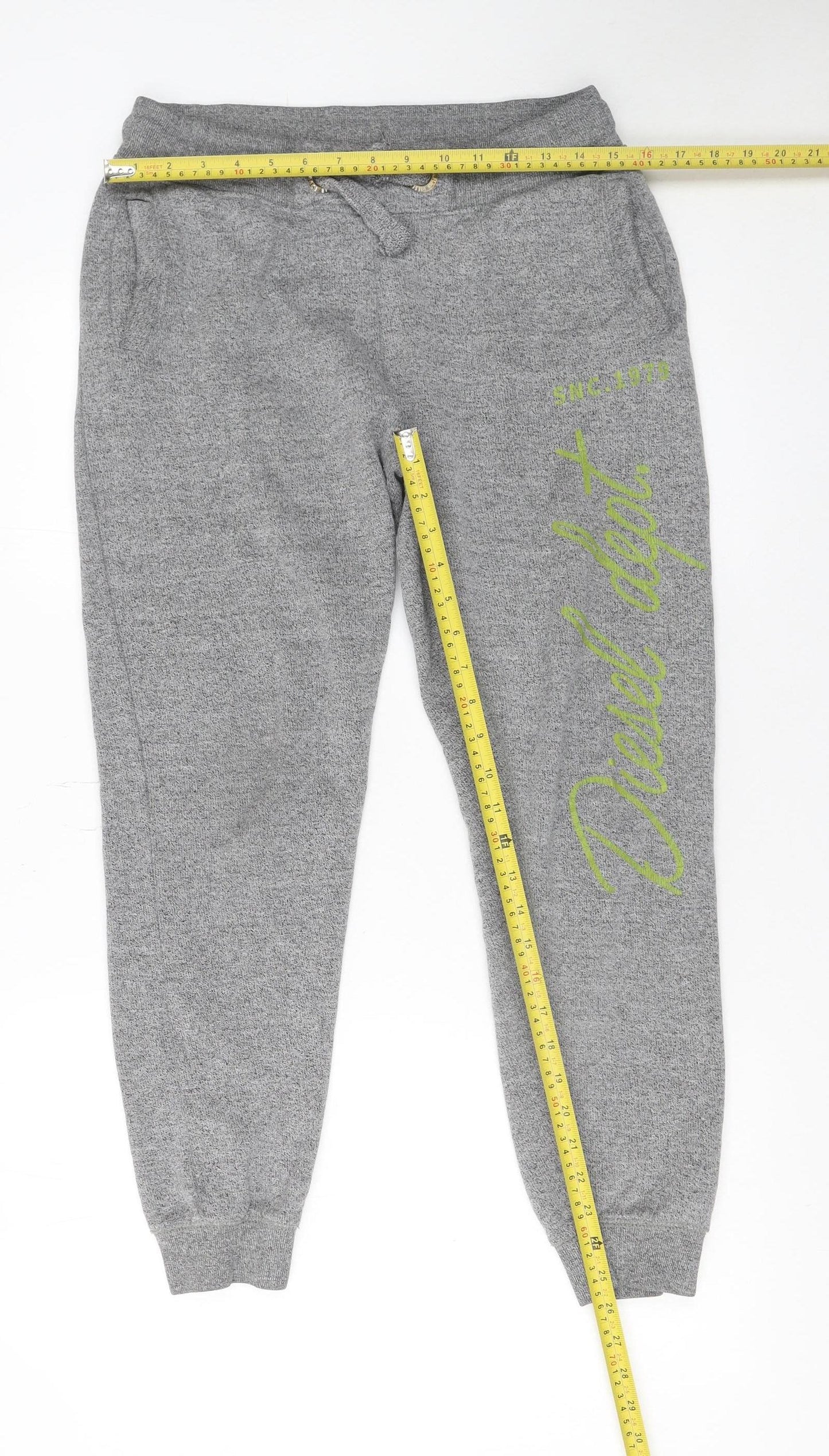 Diesel Men's Grey Jogger Trousers M Regular Fit Logo Casual