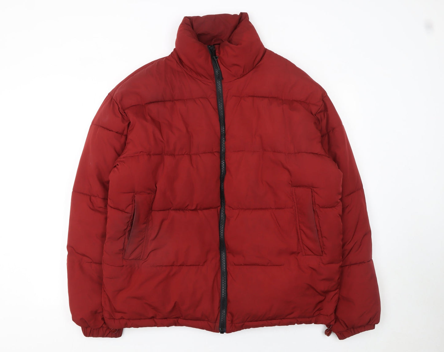 Urban Outfitters Womens Red Puffer Jacket Size M Full Zip Winter Coat