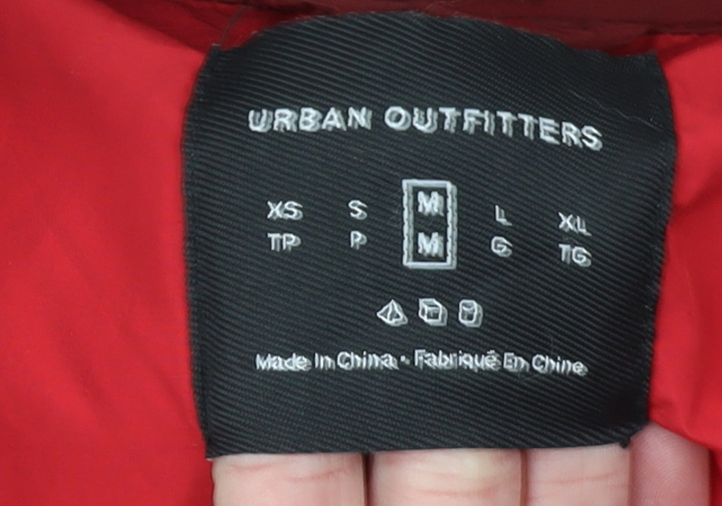 Urban Outfitters Womens Red Puffer Jacket Size M Full Zip Winter Coat