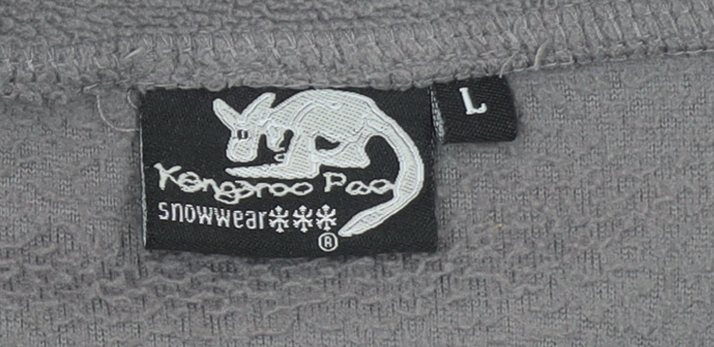 Kangaroo Poo Mens Grey Fleece Quarter Zip Pullover Sweatshirt L