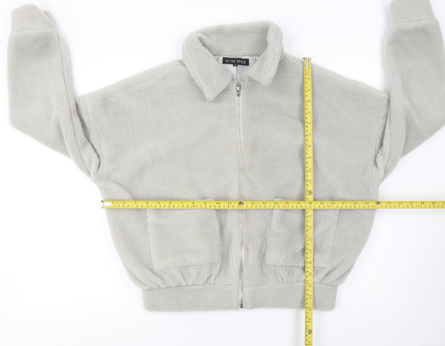 In The Style Womens Beige Full Zip Fleece Hoodie Size 8