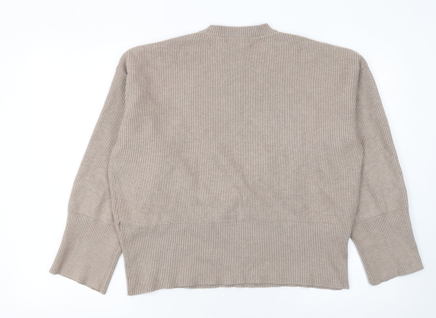 Marks and Spencer Women Beige Cable-Knit Crew Neck Jumper L