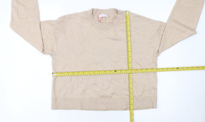 Savida Womens Beige Crew Neck Lightweight Pullover Jumper Size L