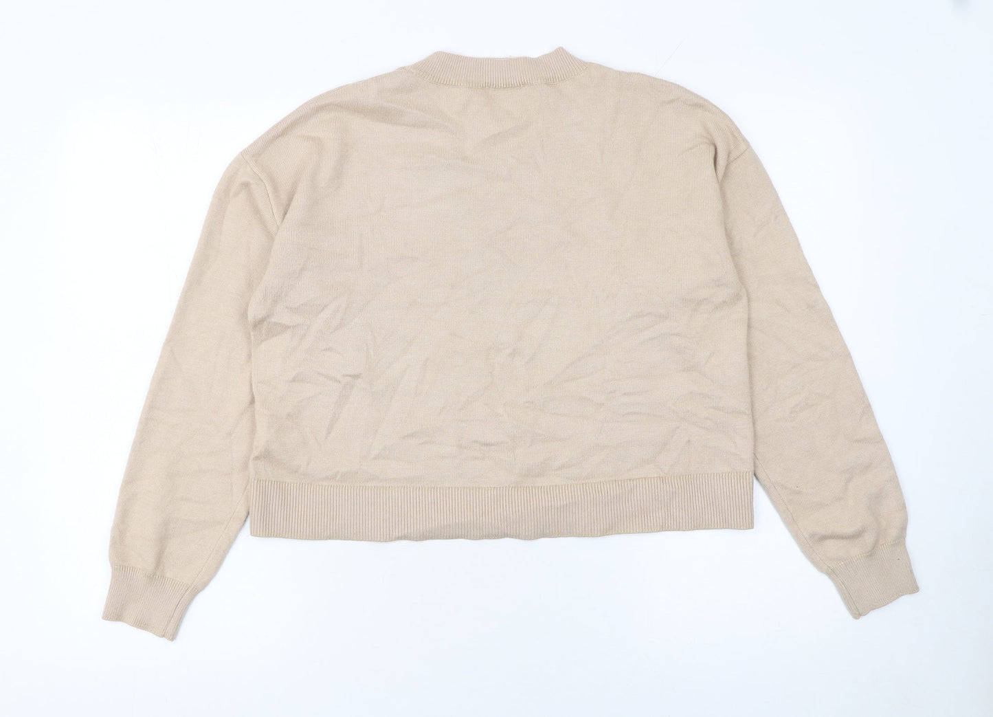 Savida Womens Beige Crew Neck Lightweight Pullover Jumper Size L