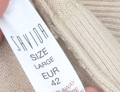 Savida Womens Beige Crew Neck Lightweight Pullover Jumper Size L