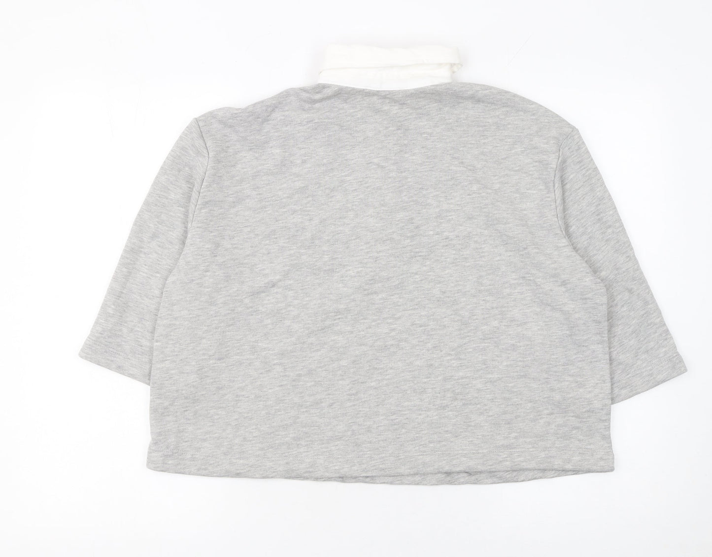 Savida Women Grey Cropped Polo Shirt Size 12 Cotton Blend